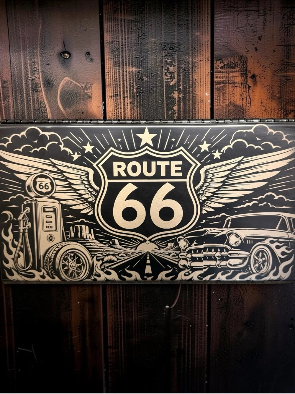 Route 66 Retro Mini Toolbox- Black & Cream